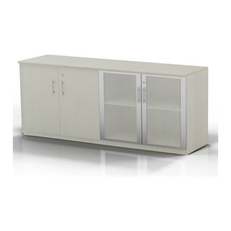 Safco Products Safco® Medina Series Low Wall Cabinet with Wood/Glass Door Textured Sea Salt MVLCTSS